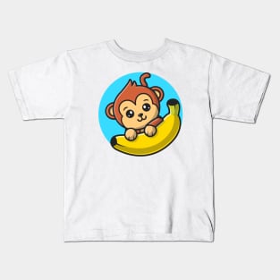 Cute Monkey Holding Banana Kids T-Shirt